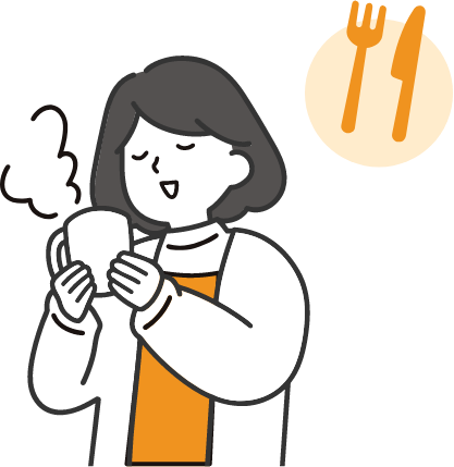 1日の流れ: 休憩・まかないタイムのイメージイラスト